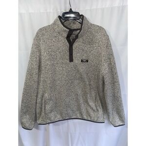 LL Bean Sweater Gray Fitted Snap T Slightly Fitted Fleece Pullover 1/4 Large‎